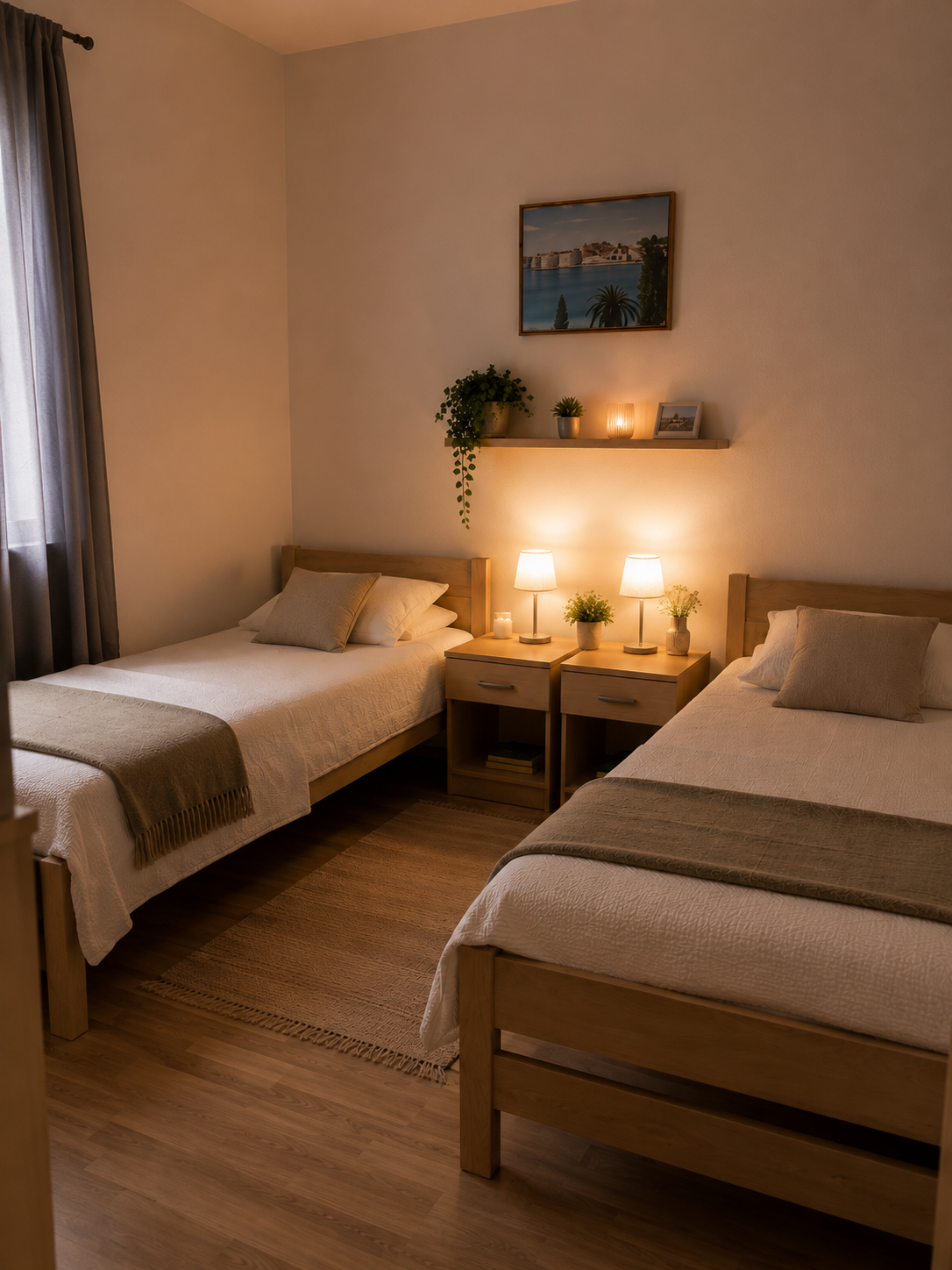 Apartment No1 – Innenansicht, Küche und Schlafbereich
